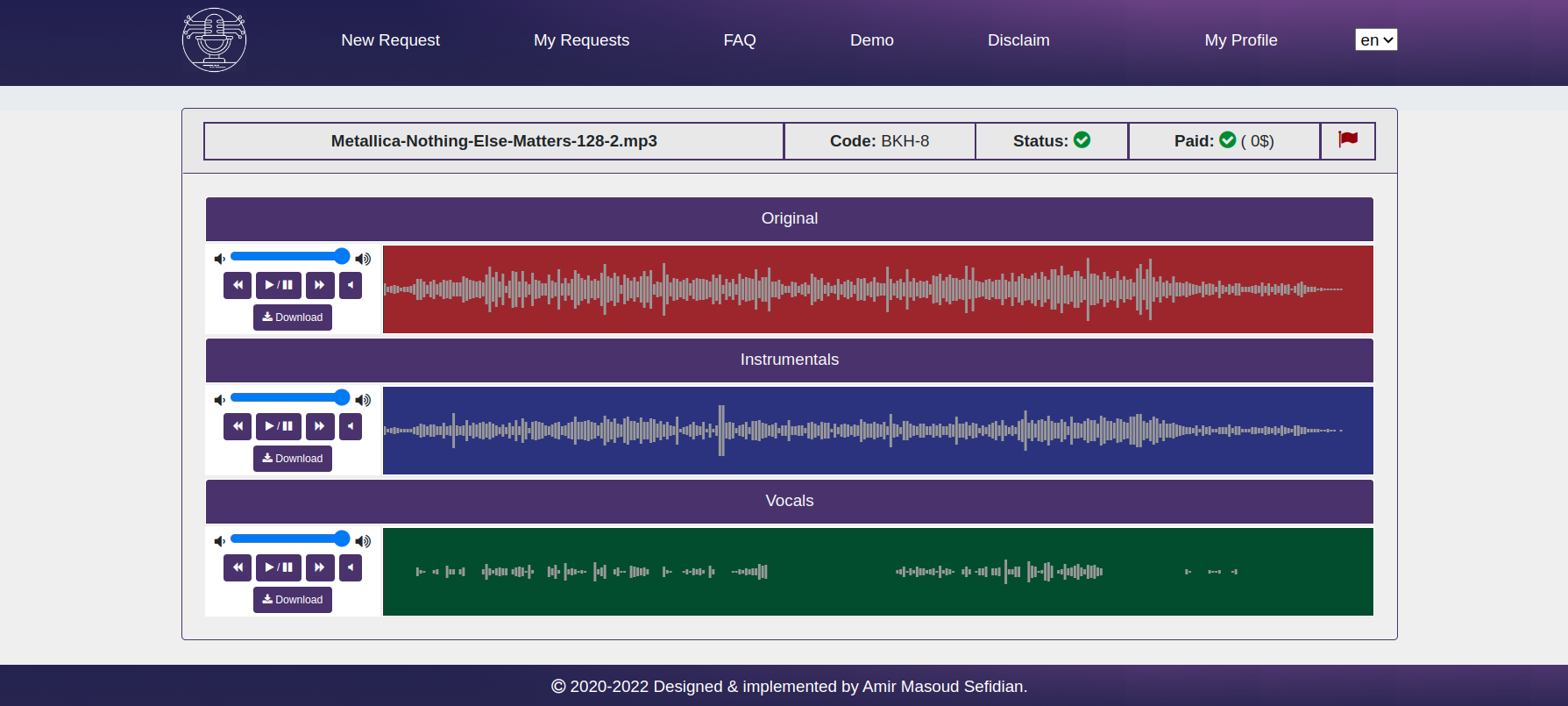 Audio source separation (vocal remover) system based on Deep Learning
